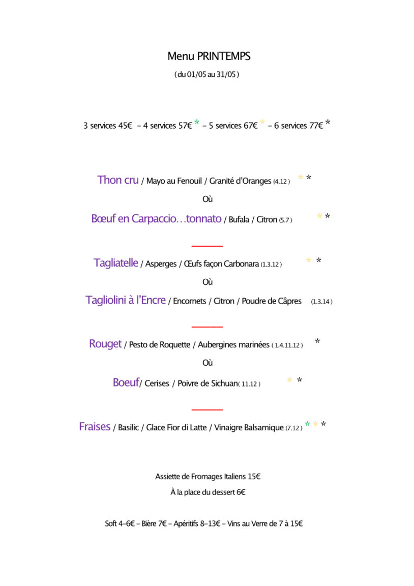 Menu PRINTEMPS 2023 NEW Menu PRINTEMPS 2023 NEW